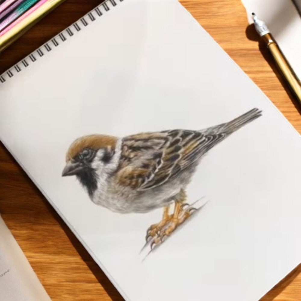 sketching on Brustro Drawing Pad with pencils